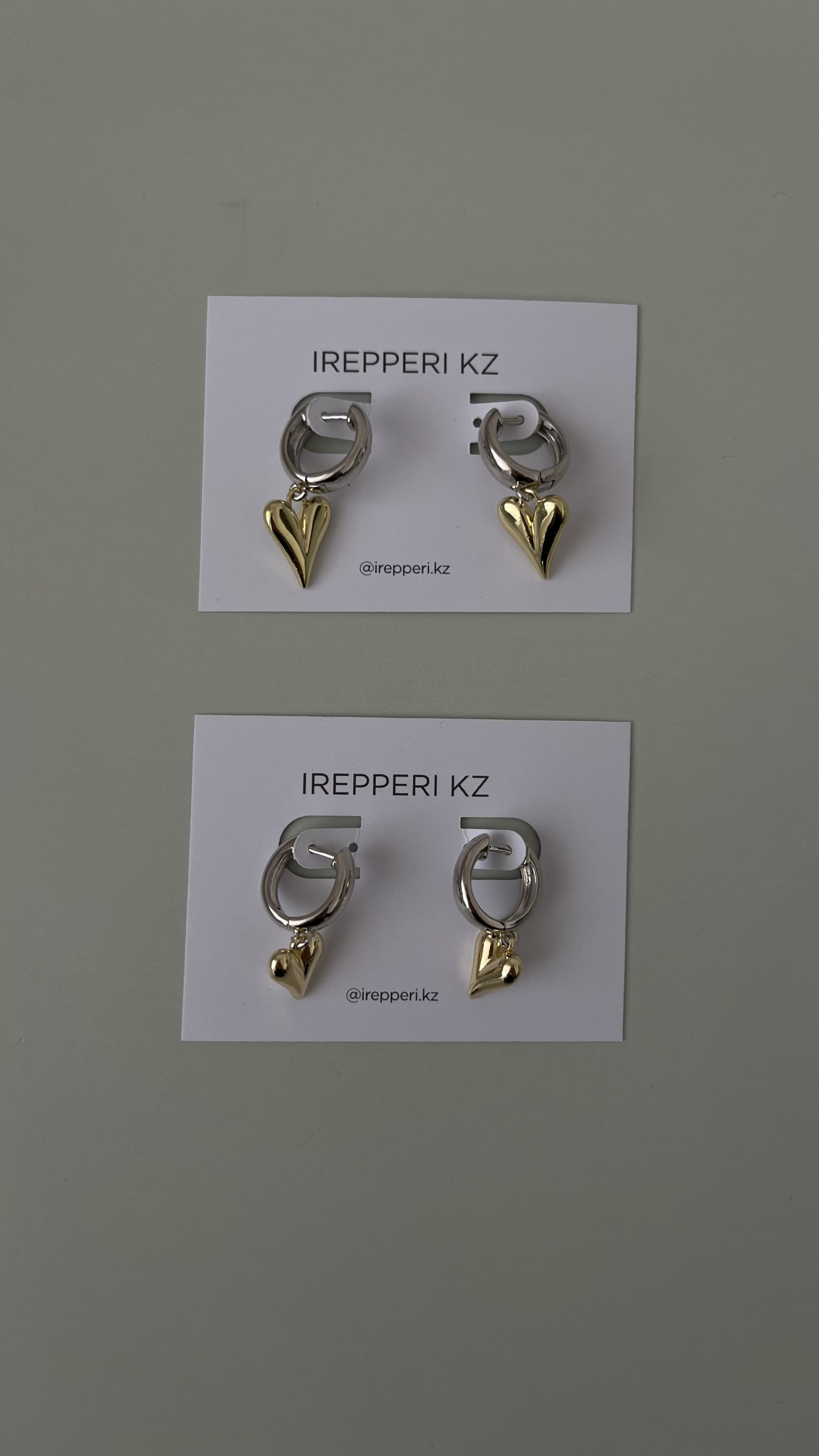 Серьги биколор сердца (поменьше)