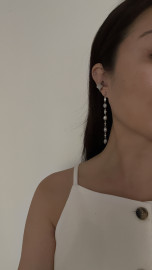 Серьги длинные (серый жемчуг)