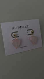 Серьги гвоздики розовый кварц