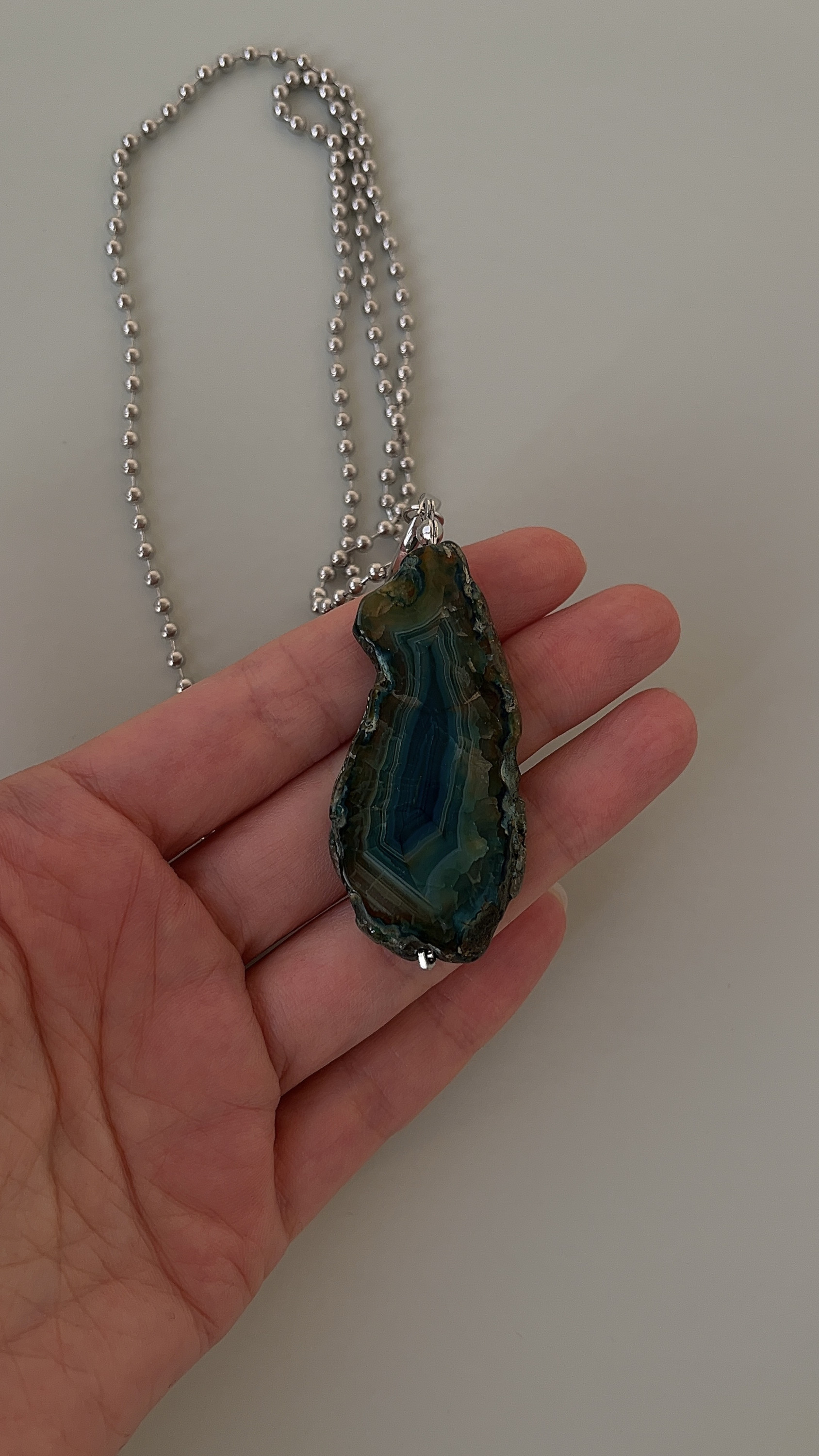 Цепь со съемной подвеской срез агата