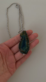 Цепь со съемной подвеской срез агата