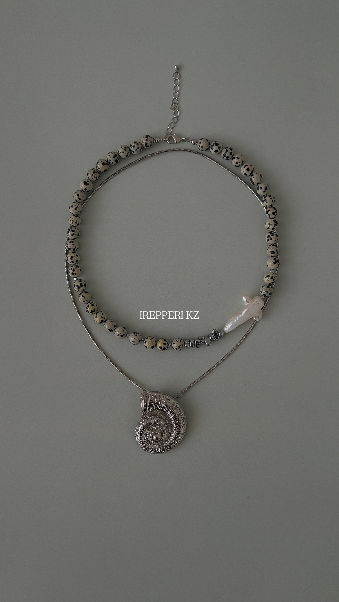 Комплект яшма, гематит и жемчуг