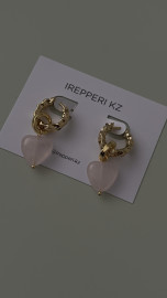 Серьги конго розовый кварц