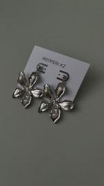 Серьги крупные цветы в родий