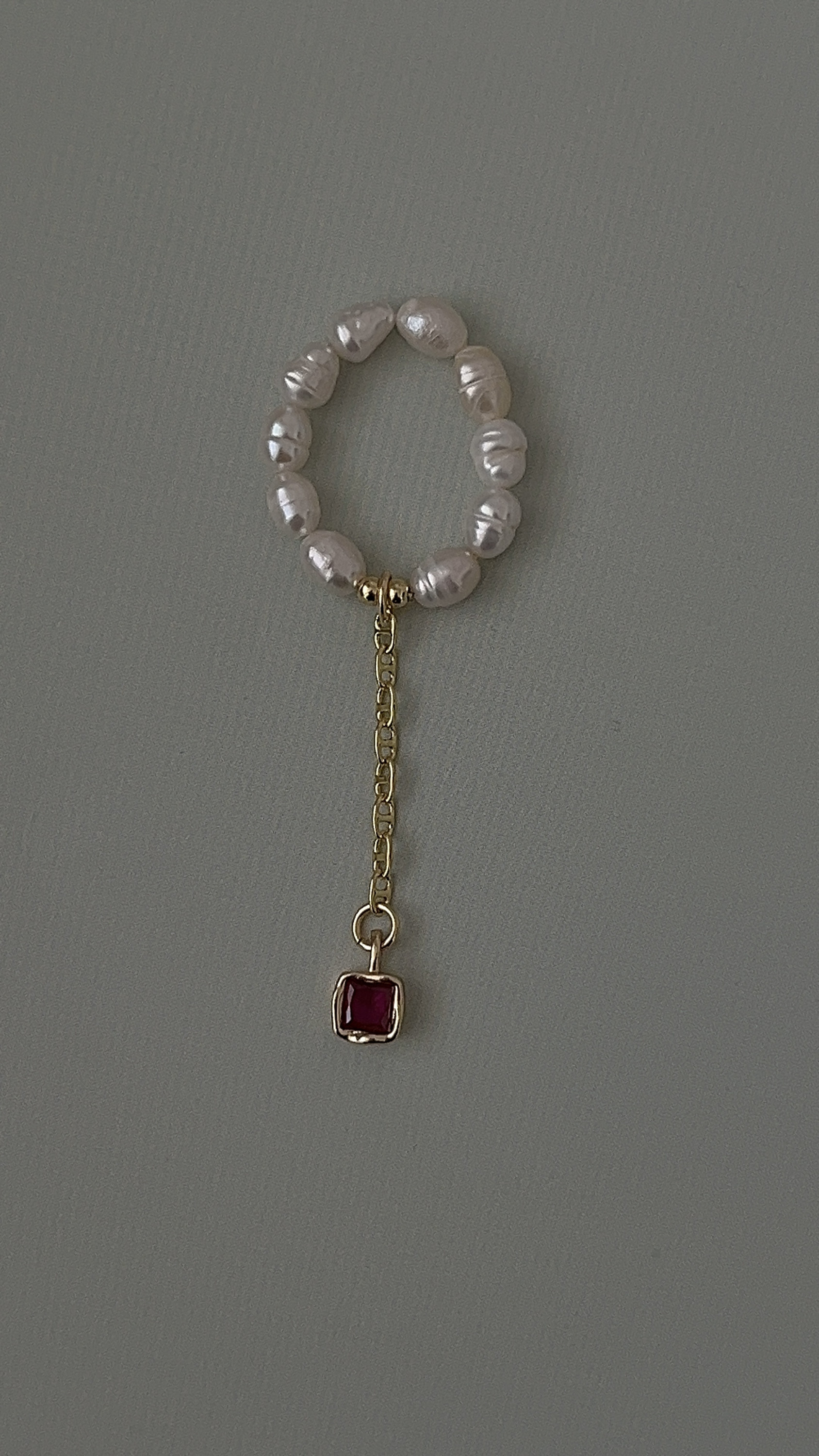 Кольцо жемчуг (темно красное)