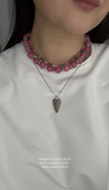 Цепь тонкая с натуральной яшмой