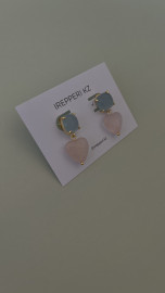 Серьги аквамарин и розовый кварц