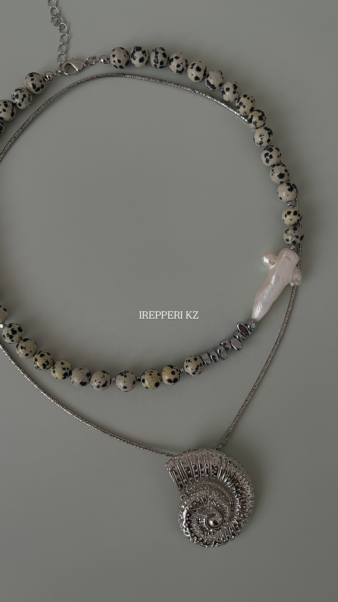 Комплект яшма, гематит и жемчуг