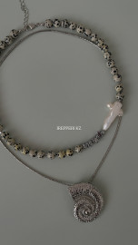 Комплект яшма, гематит и жемчуг