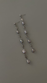 Серьги длинные (серый жемчуг)
