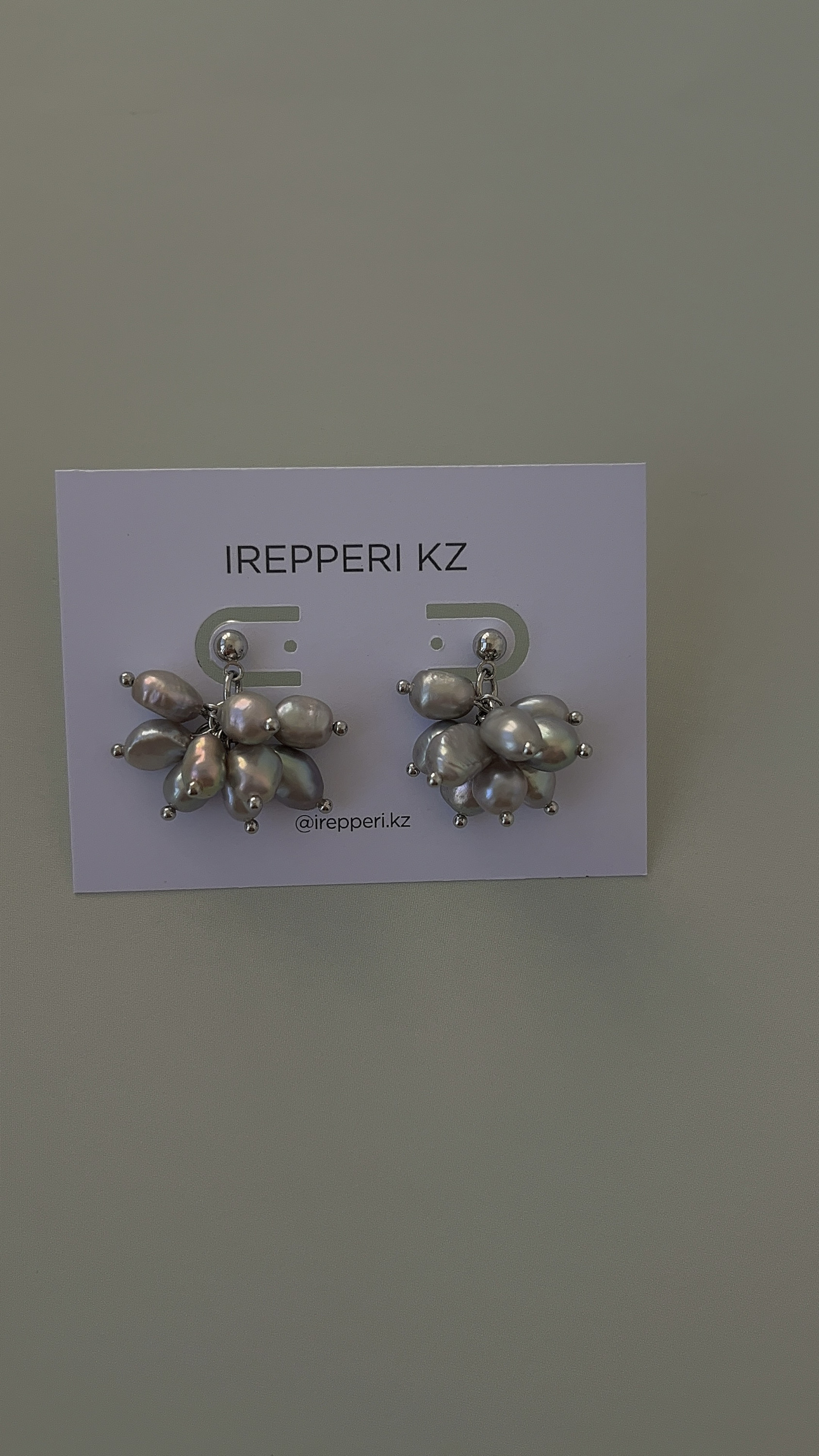 Серьги серый жемчуг