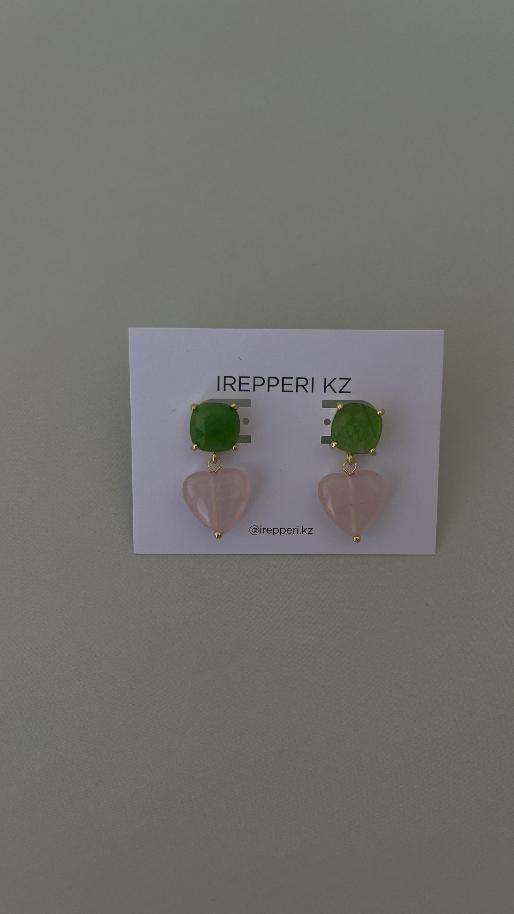 Серьги жадеит и розовый кварц
