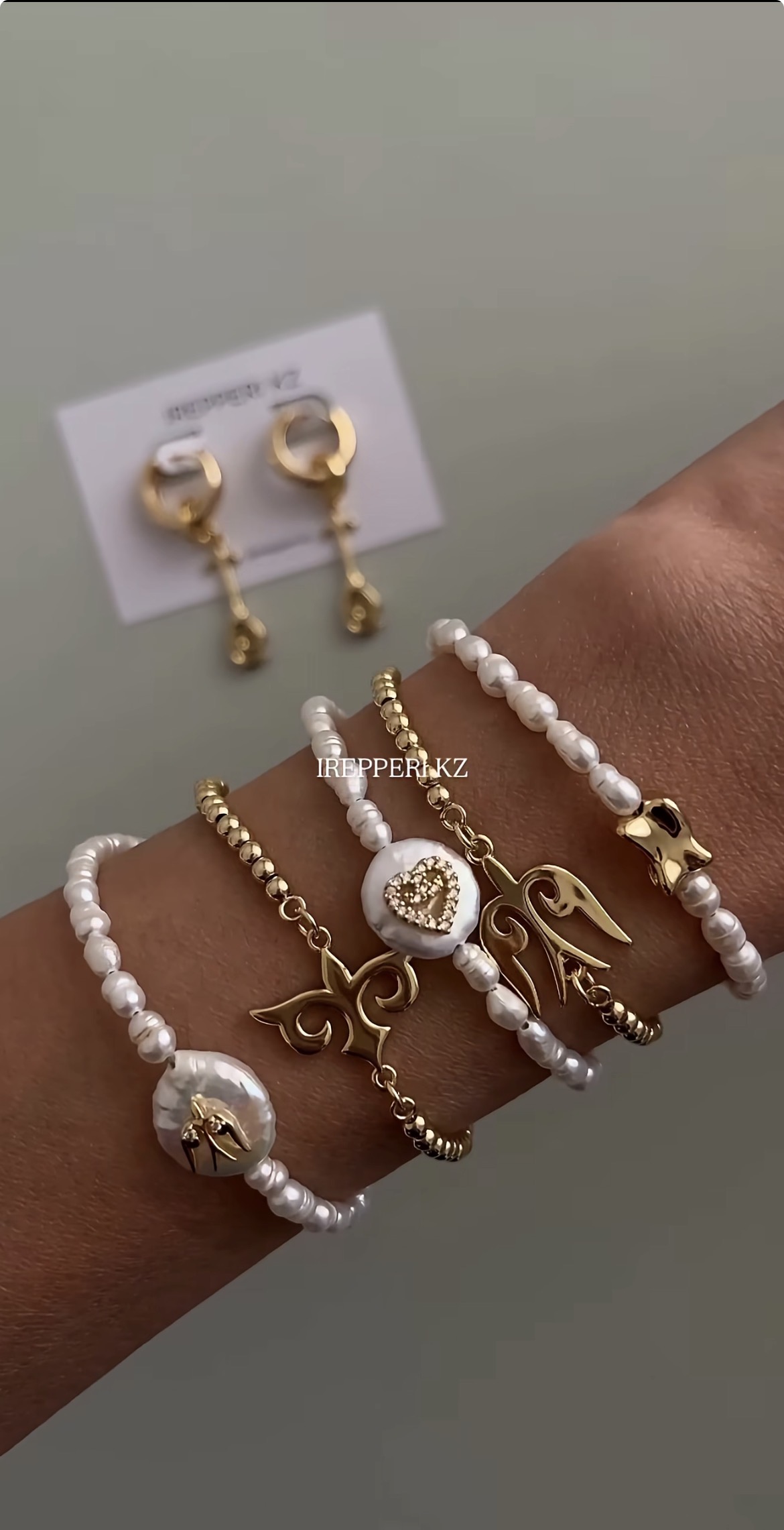 Браслет жемчуг этно в золоте