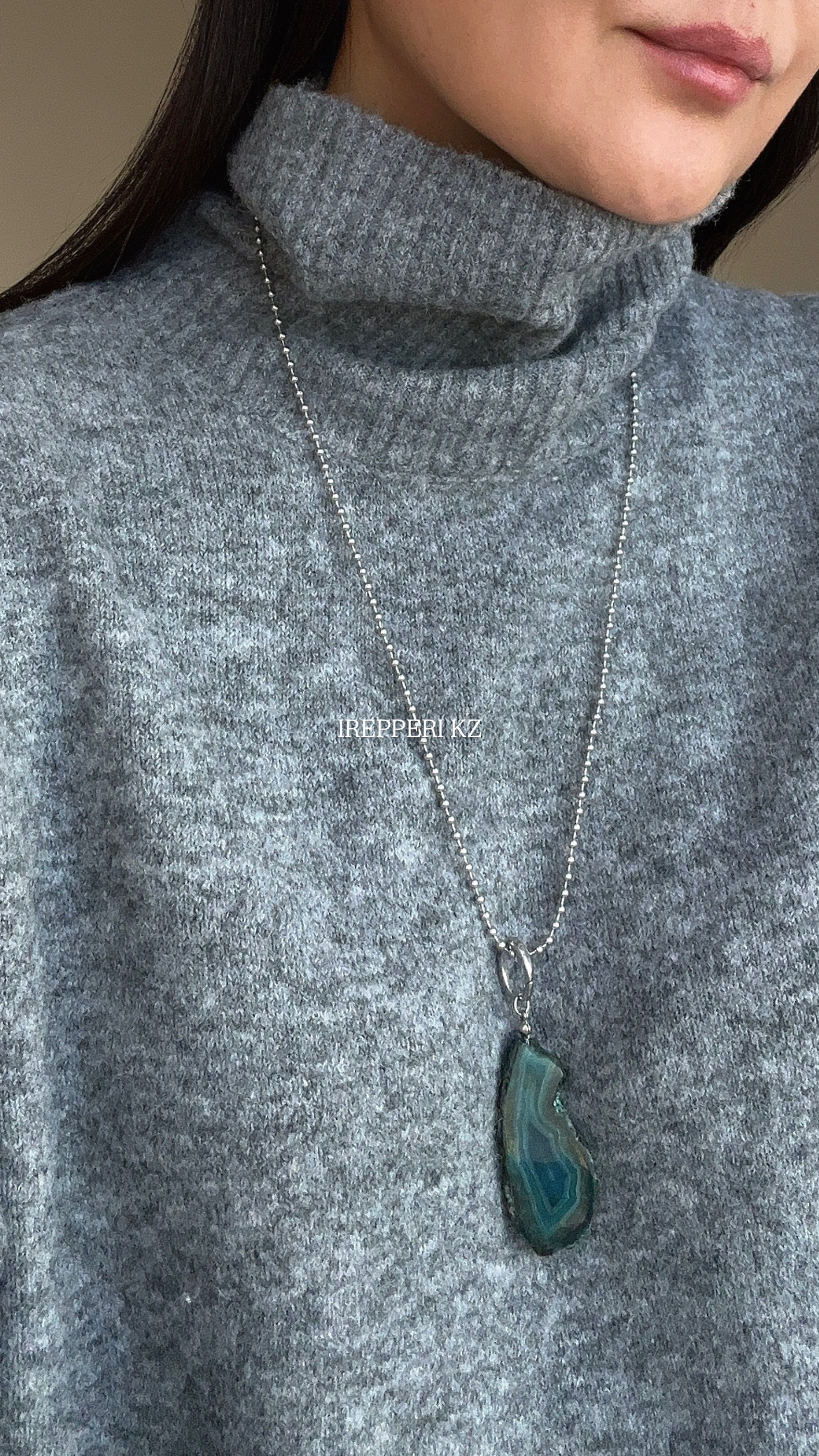 Цепь со съемной подвеской срез агата