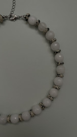 Колье светло серый агат и яшма