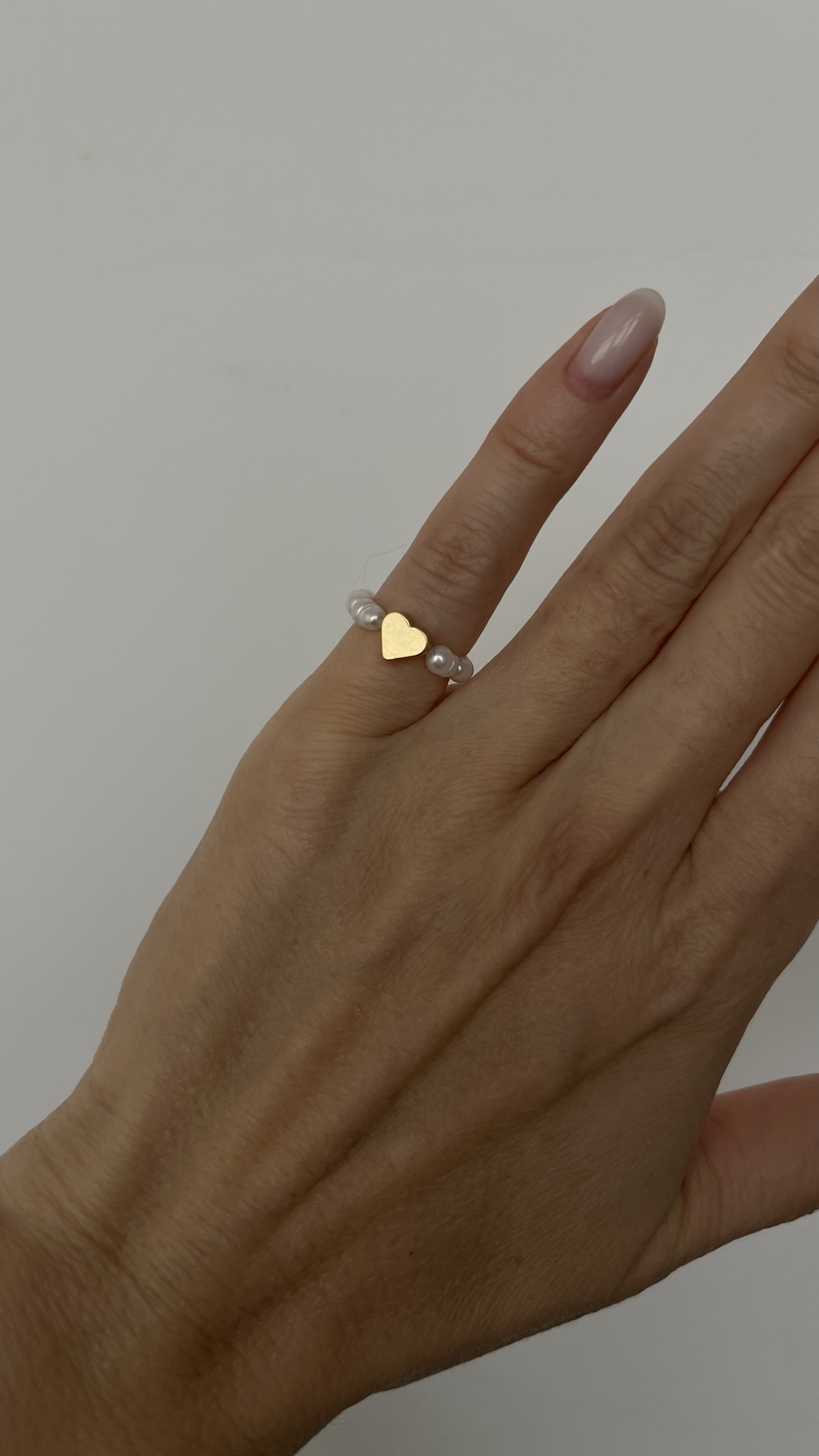 Кольцо жемчуг сердце