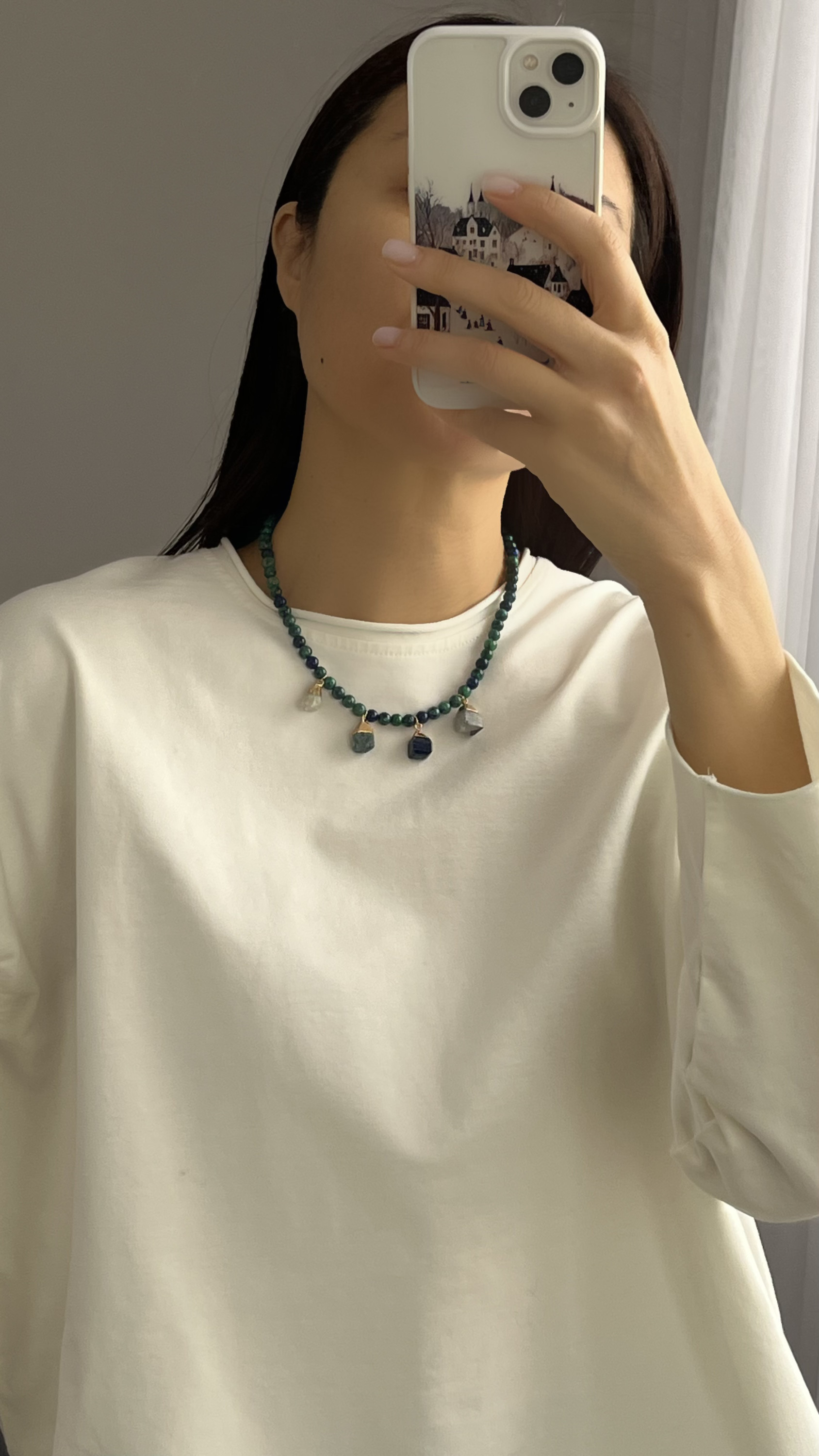 Колье натуральные камни 4 подвески