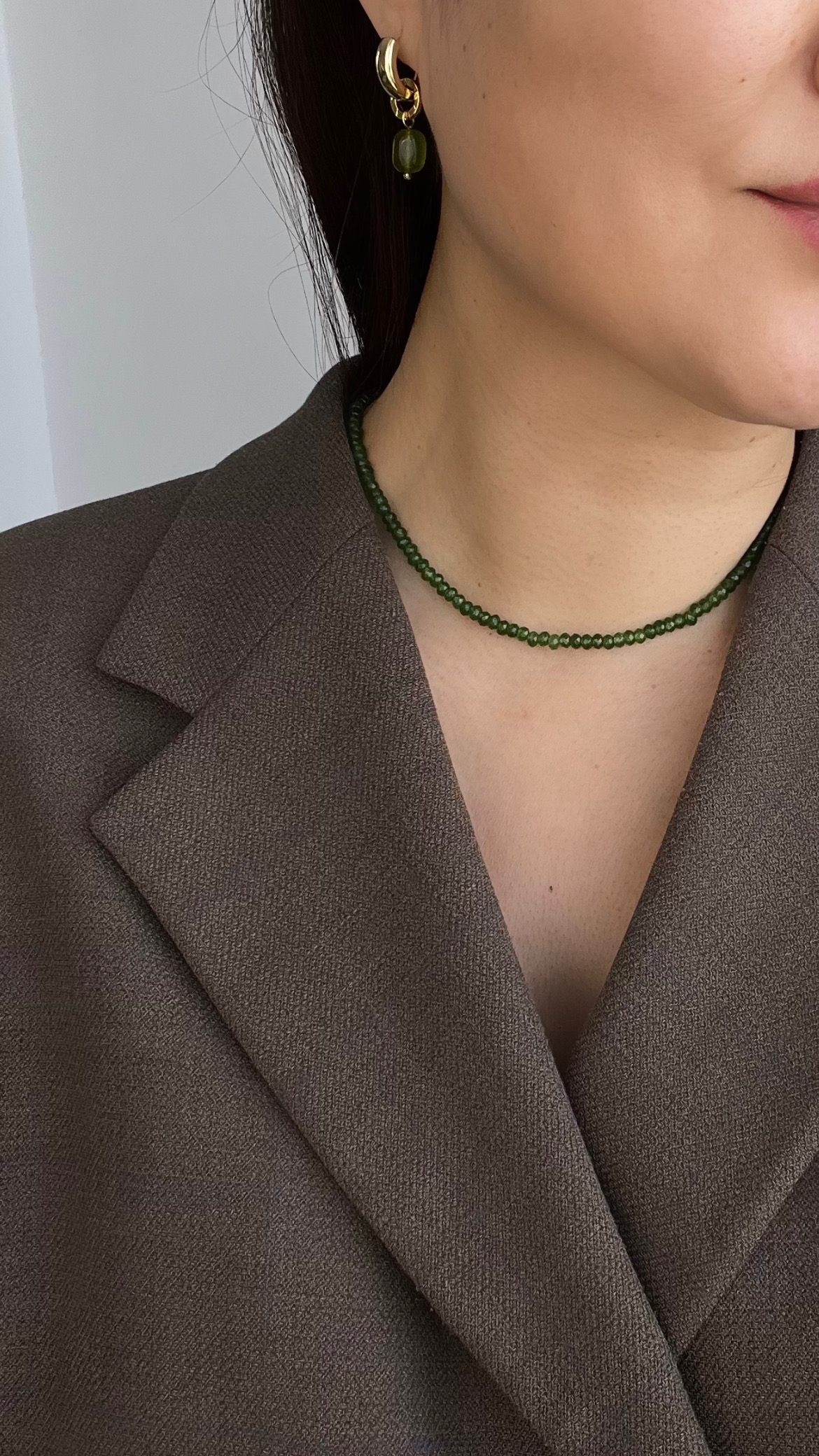 Чокер зеленый агат