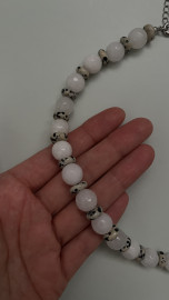 Колье светло серый агат и яшма