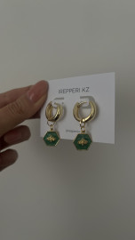 Серьги зеленые пчелы