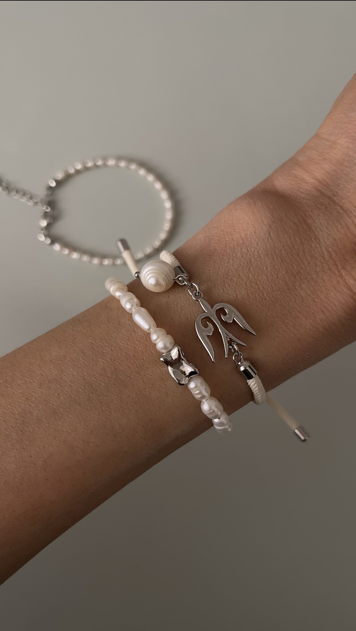 Браслет шнур этно молочный