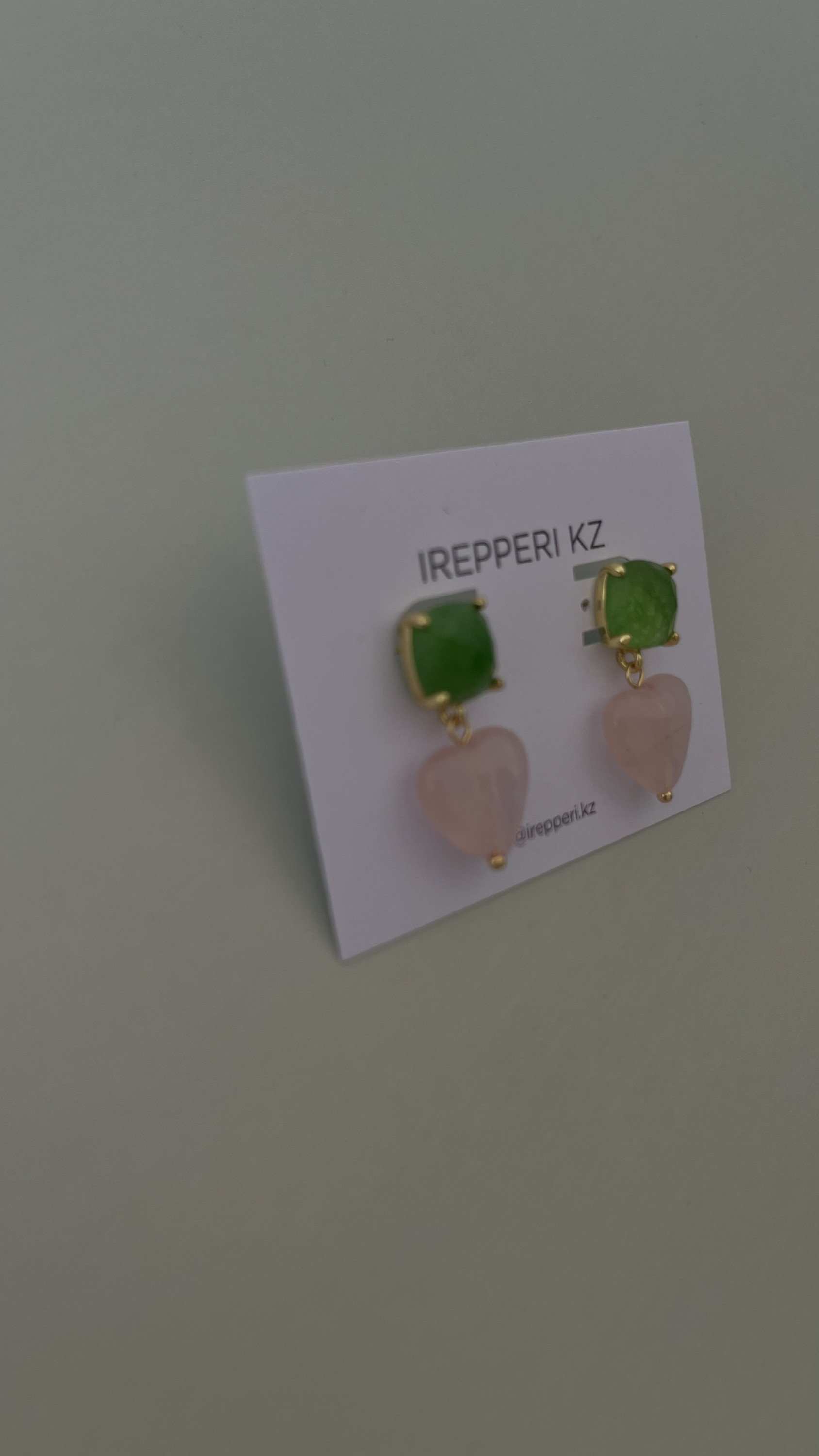 Серьги жадеит и розовый кварц