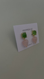 Серьги жадеит и розовый кварц