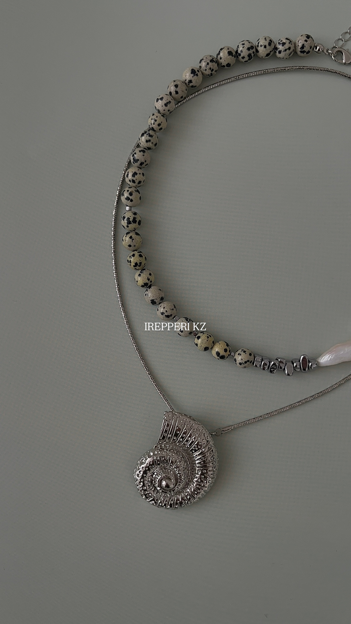 Комплект яшма, гематит и жемчуг