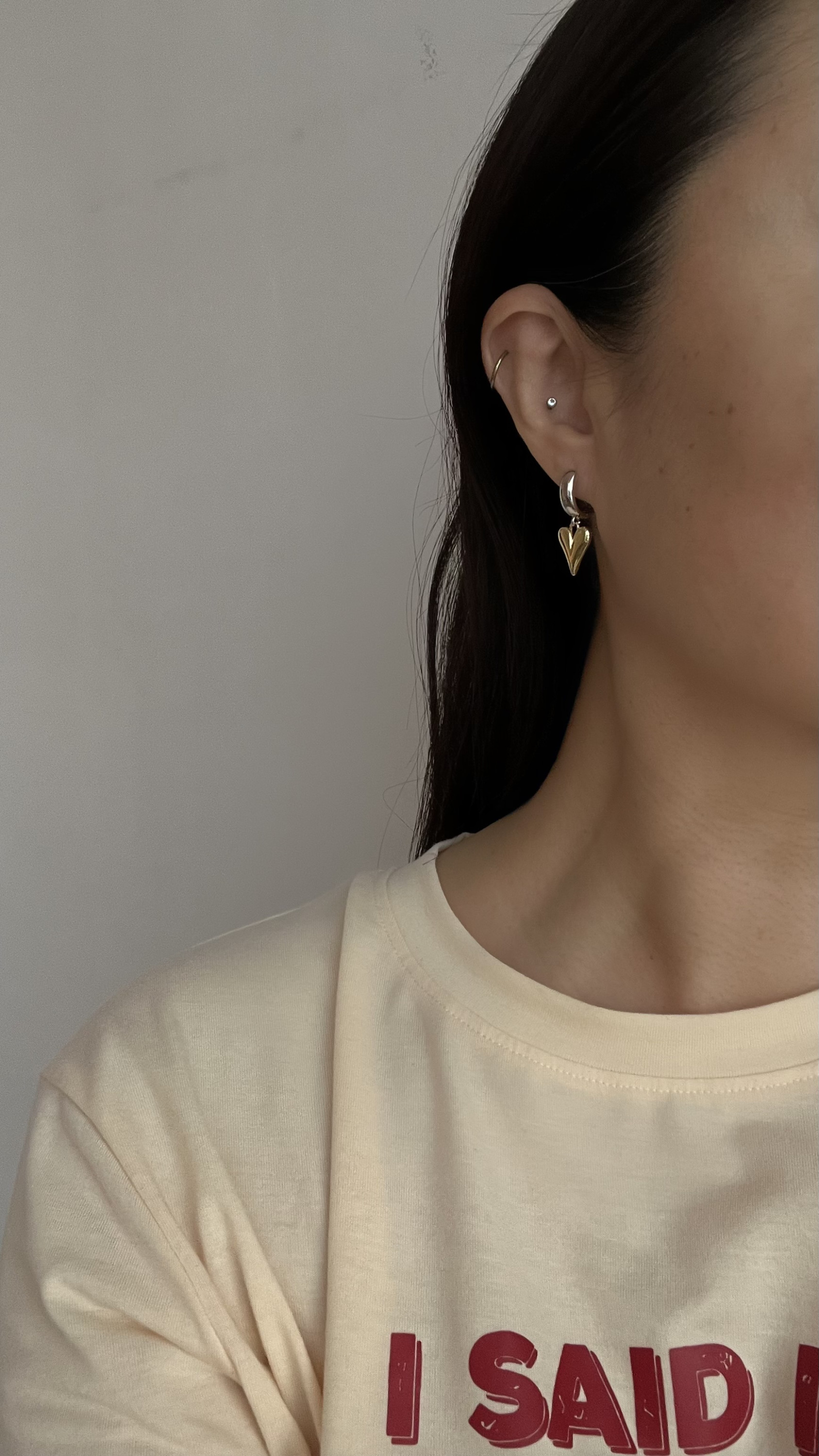 Серьги биколор сердца